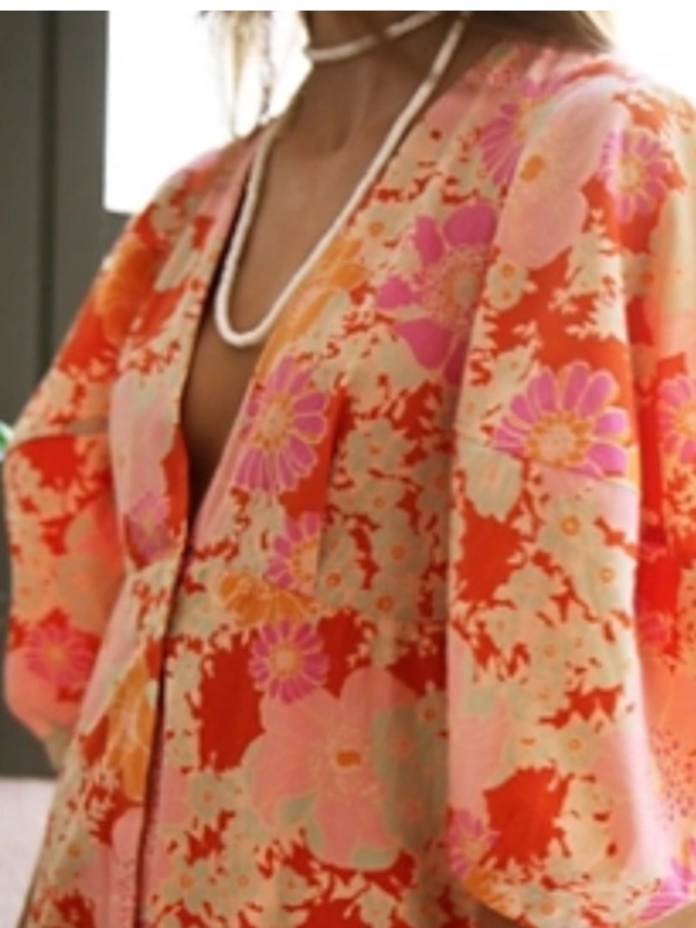 FREE PEOPLE Lydia Midi Floral Dress Orange Pink size S